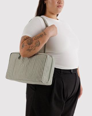 BAGGU - BAGGU Medium Nylon Bowler Bag - Sage Stripe - COLORPOP