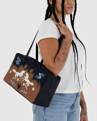 BAGGU - BAGGU Medium Nylon Bowler Bag - Western Appliqué - COLORPOP