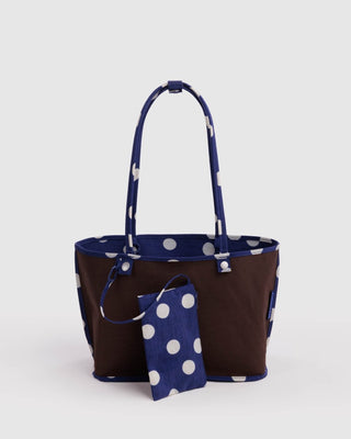 BAGGU - BAGGU Medium Nylon Reversible Tote - Navy Polka Dot Mix - COLORPOP