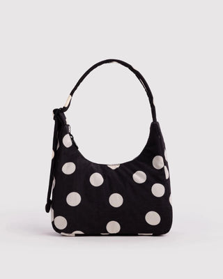 BAGGU - BAGGU Mini Nylon Shoulder Bag - Black And Cream Polka Dot - COLORPOP