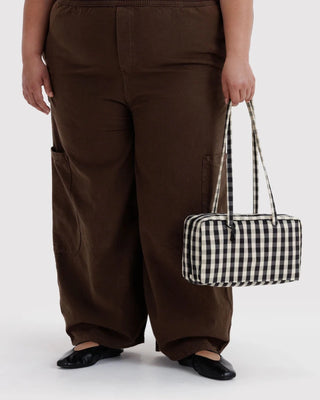 BAGGU - BAGGU Nylon Bowler Bag - Black and Cream Gingham - COLORPOP