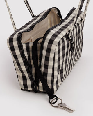 BAGGU - BAGGU Nylon Bowler Bag - Black and Cream Gingham - COLORPOP
