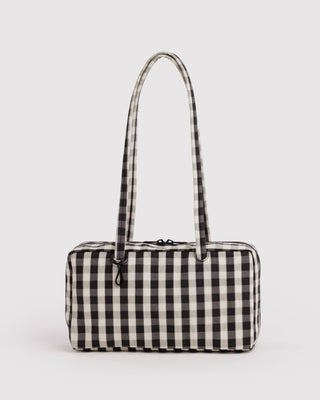 BAGGU - BAGGU Nylon Bowler Bag - Black and Cream Gingham - COLORPOP