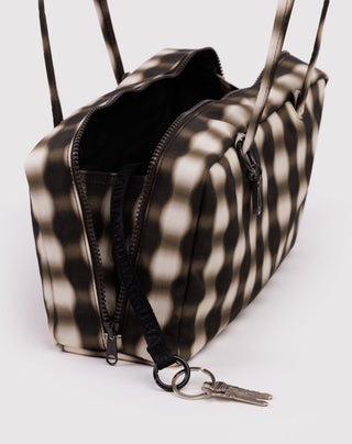 BAGGU - BAGGU Nylon Bowler Bag - Blurred Gingham Brown - COLORPOP