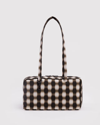 BAGGU - BAGGU Nylon Bowler Bag - Blurred Gingham Brown - COLORPOP