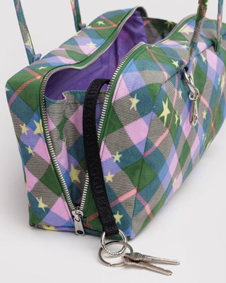 BAGGU - BAGGU Nylon Bowler Bag - Green Star Plaid - COLORPOP