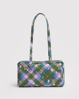 BAGGU - BAGGU Nylon Bowler Bag - Green Star Plaid - COLORPOP