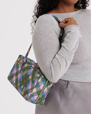 BAGGU - BAGGU Nylon Bowler Bag - Green Star Plaid - COLORPOP