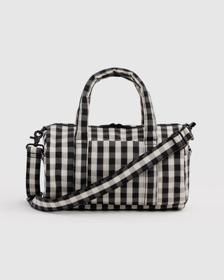 BAGGU - BAGGU Nylon Duffle Bag - Black And Cream Gingham - COLORPOP