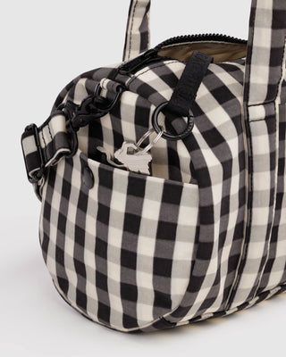 BAGGU - BAGGU Nylon Duffle Bag - Black And Cream Gingham - COLORPOP