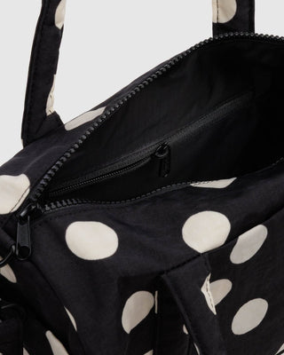 BAGGU - BAGGU Nylon Duffle Bag - Black And Cream Polka Dot - COLORPOP