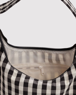 BAGGU - BAGGU Nylon Shoulder Bag - Black and Cream Gingham - COLORPOP