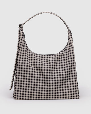 BAGGU - BAGGU Nylon Shoulder Bag - Black and White Gingham - COLORPOP