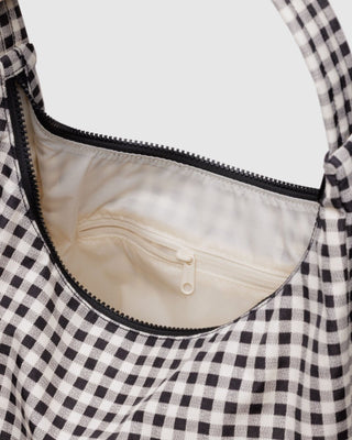 BAGGU - BAGGU Nylon Shoulder Bag - Black and White Gingham - COLORPOP