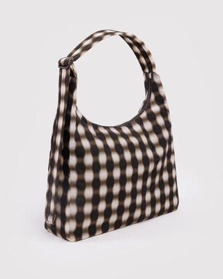 BAGGU - BAGGU Nylon Shoulder Bag - Blurred Gingham Brown - COLORPOP