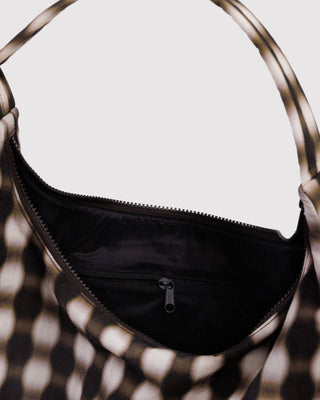 BAGGU - BAGGU Nylon Shoulder Bag - Blurred Gingham Brown - COLORPOP