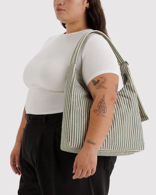 BAGGU - BAGGU Nylon Shoulder Bag - Sage Stripe - COLORPOP