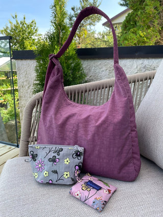 BAGGU - BAGGU Nylon Shoulder Bag - Wild Plum - COLORPOP