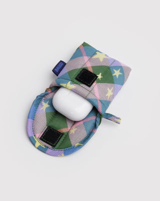 BAGGU - BAGGU Puffy Earbuds Case - Green Star Plaid - COLORPOP