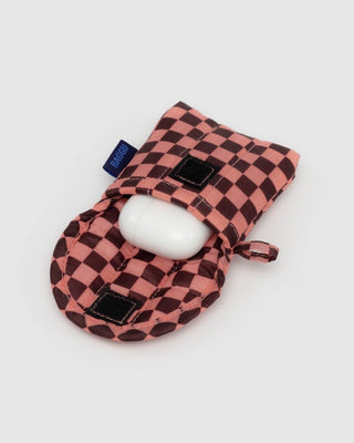 BAGGU - BAGGU Puffy Earbuds Case - Pink Brown Check - COLORPOP