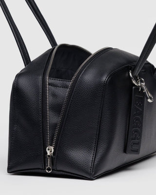BAGGU - BAGGU Recycled Leather Bowler Bag - Black - COLORPOP