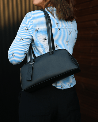 BAGGU - BAGGU Recycled Leather Bowler Bag - Black - COLORPOP