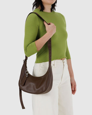BAGGU - BAGGU Recycled Leather Crescent Bag Small - Brown - COLORPOP
