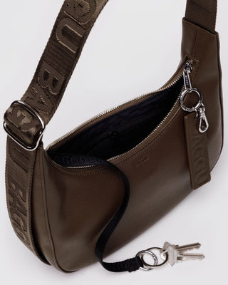BAGGU - BAGGU Recycled Leather Crescent Bag Small - Brown - COLORPOP
