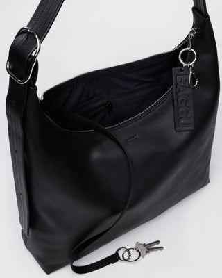 BAGGU - BAGGU Recycled Leather Shoulder Bag - Black - COLORPOP