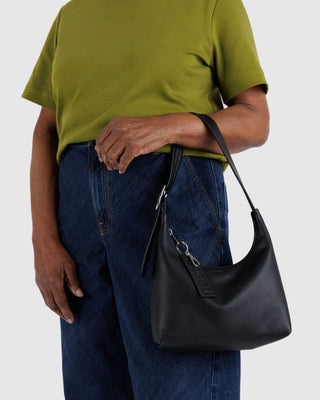 BAGGU - BAGGU Recycled Leather Shoulder Bag Mini - Black - COLORPOP