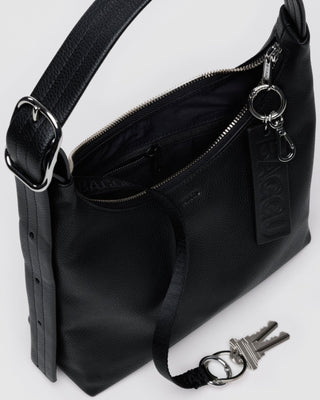 BAGGU - BAGGU Recycled Leather Shoulder Bag Mini - Black - COLORPOP