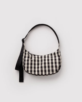 BAGGU - BAGGU Small Crescent Bag - Black and Cream Gingham - COLORPOP