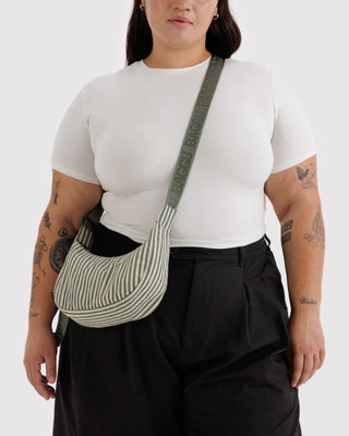 BAGGU - BAGGU Small Crescent Bag - Sage Stripe - COLORPOP