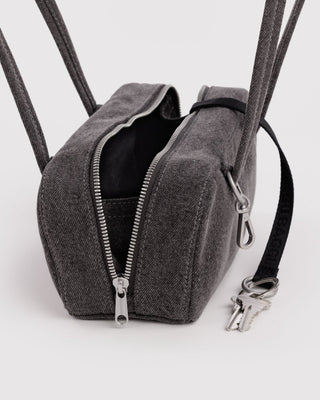BAGGU - BAGGU Small Denim Bowler Bag - Washed Black Denim - COLORPOP