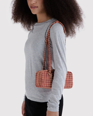 BAGGU - BAGGU Small Nylon Bowler Bag - Tan Houndstooth - COLORPOP