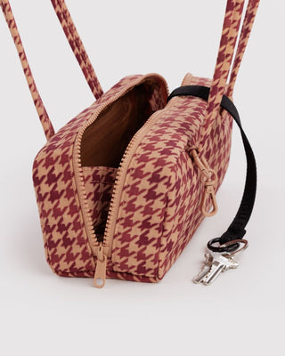 BAGGU - BAGGU Small Nylon Bowler Bag - Tan Houndstooth - COLORPOP