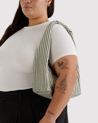 BAGGU - BAGGU Small Nylon Meringue Bag - Sage Stripe - COLORPOP