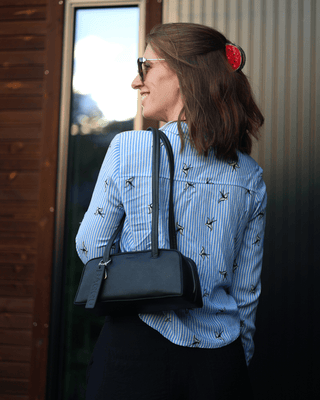 BAGGU - BAGGU Small Recycled Leather Bowler Bag - Black - COLORPOP