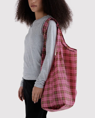 BAGGU - Big BAGGU Handlenett - Azalea Pink Tartan - COLORPOP