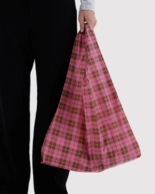 BAGGU - Standard BAGGU Handlenett - Azalea Pink Tartan - COLORPOP