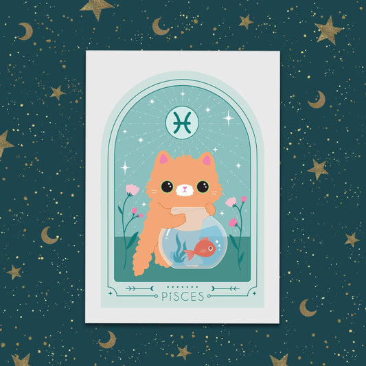 Zodiac Kitty Art Print - Pisces