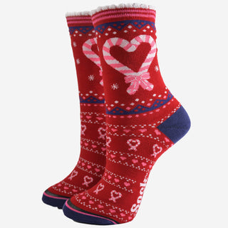 Bambussokker Candy Cane Heart Str. 36-40