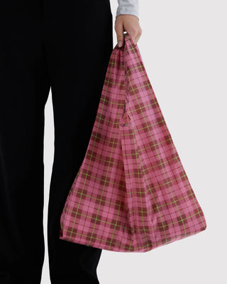 Standard BAGGU Handlenett - Azalea Pink Tartan