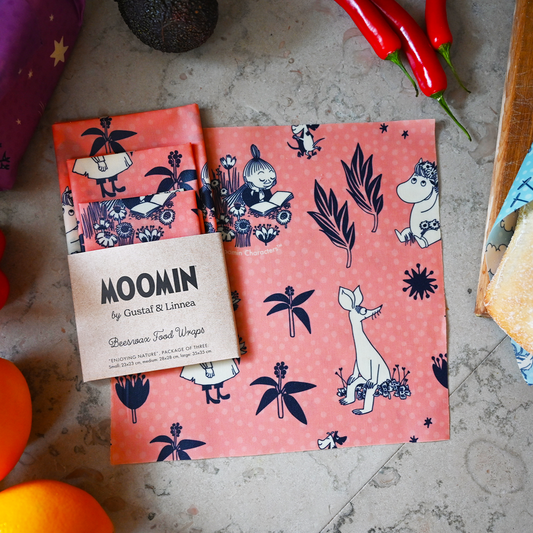 Mummitrollet - Beeswax Wrap "Enjoying nature" - Sett med 3 stk