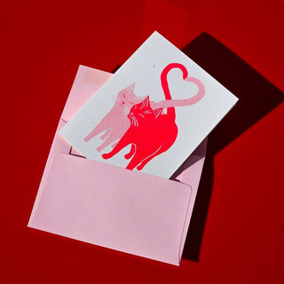 Bromstad Printing Co. - Love Cats Red/Pink - Risograf Kort - COLORPOP