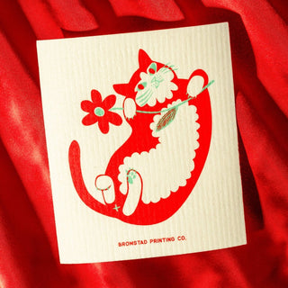 Bromstad Printing Co. - Svensk kjøkkenklut - Katt med Blomst - COLORPOP