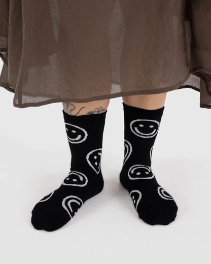 BAGGU Crew Sock - Black Happy