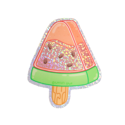 Watermelon Ice Pop - Klistremerke (Glitter)