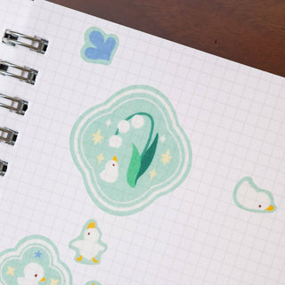 Klistremerkeark Washi - Flower Duck