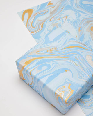 Håndlaget Marmorert Papir - Free Spirit Powder Blue